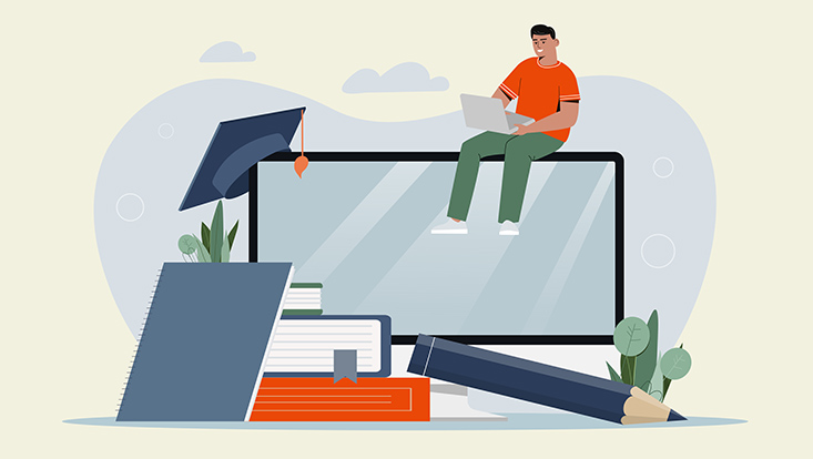 Grafik Wissenschaft und Laptop